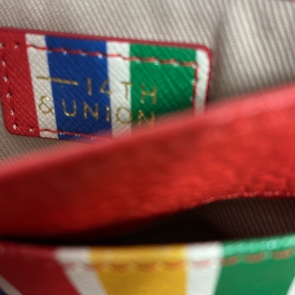 14th & Union rainbow stripe leather card ID holder NWT - Picture 5 of 5